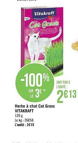 herbe à chat cat grass vitakraft -100% sur le 3e