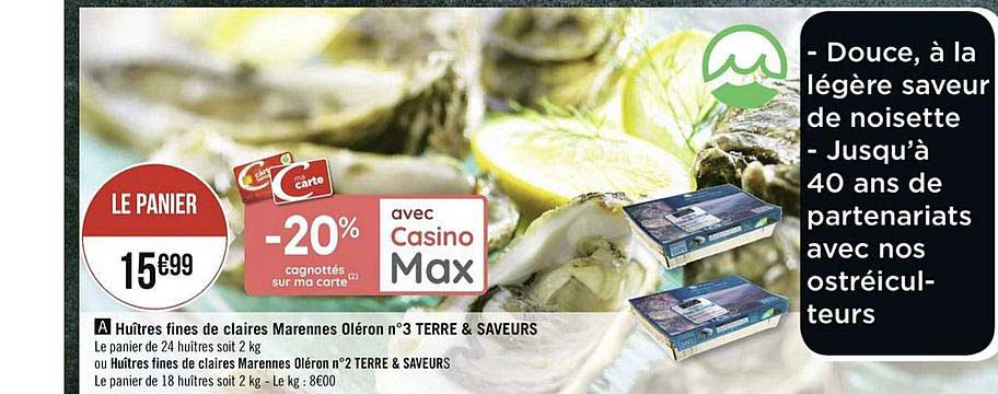 huîtres fines de claires marennes oléron n°3 terre & saveurs