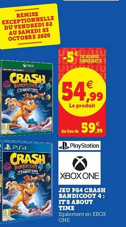 jeu ps4 crash bandicoot 4 : it's about time