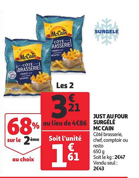 Just Au Four Surgélé Mc Cain 68% Sur Le 2ème Au Choix