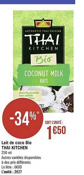 Lait De Coco Bio Thai Kitchen