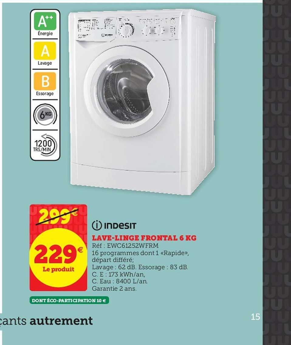 lave linge frontal 6 kg indesit