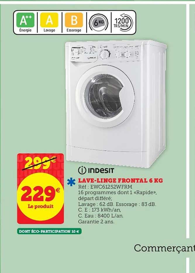 lave linge frontal 6 kg indesit