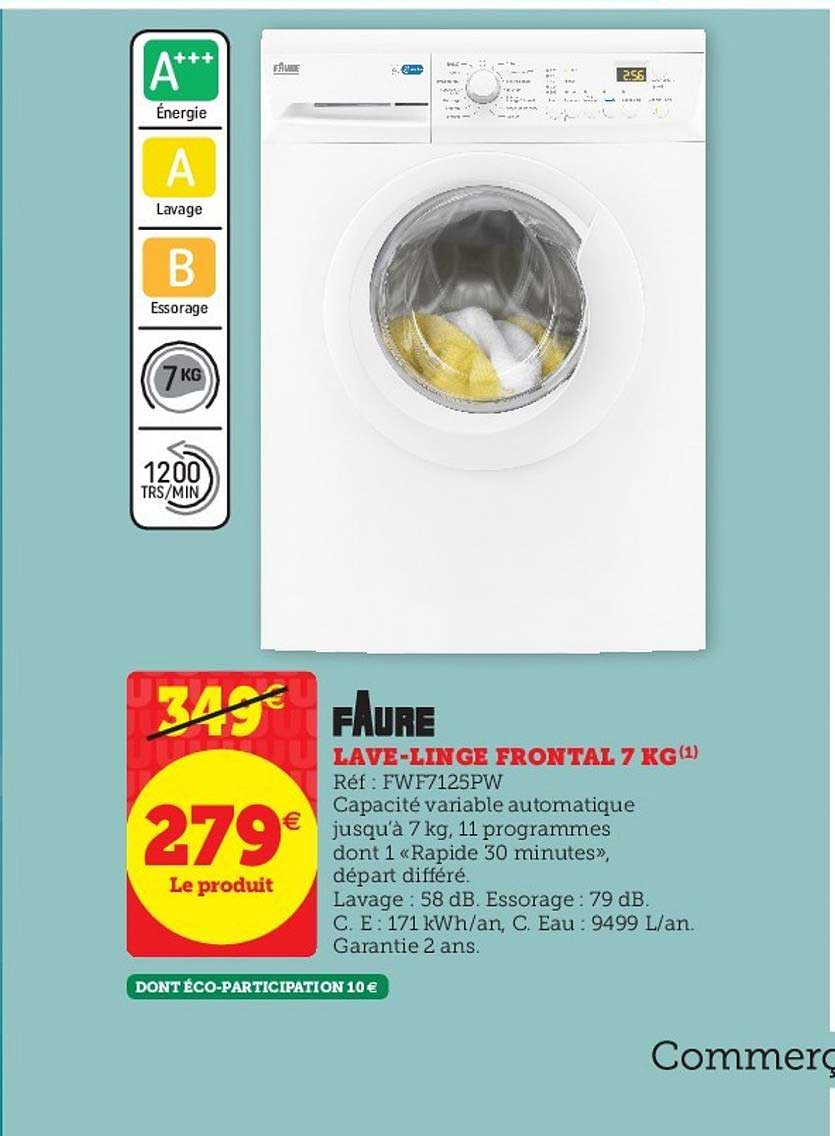 lave linge frontal 7 kg faure