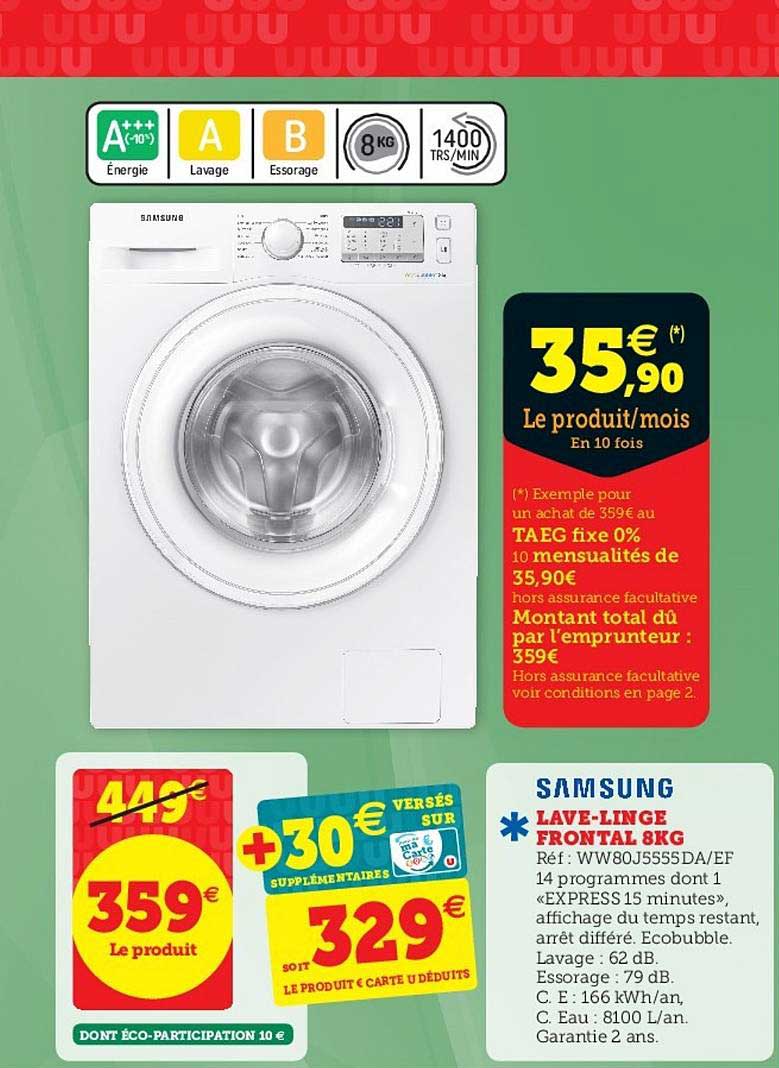 lave linge frontal 8 kg samsung