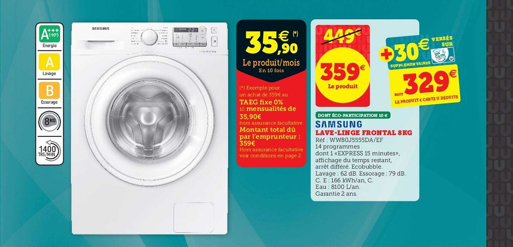 lave linge frontal 8kg samsung