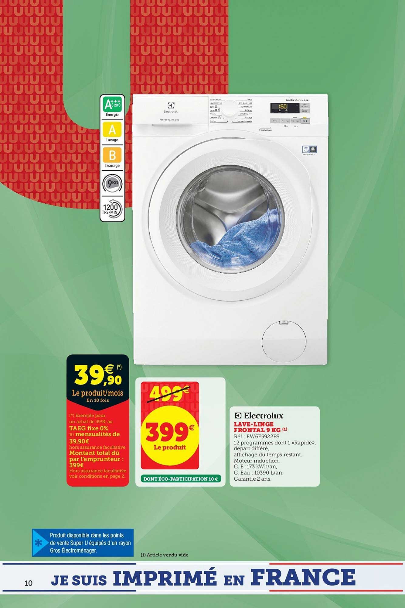 lave linge frontal 9 kg electrolux