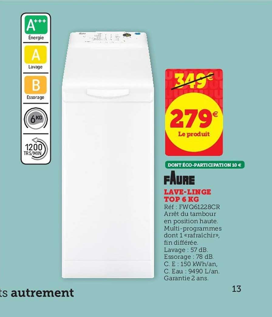 lave linge top 6 kg faure