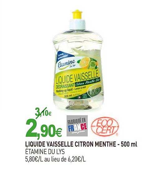 liquide vaisselle citron menthe étamine du lys