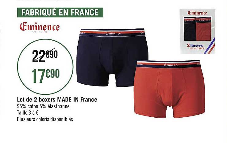 lot de 2 boxers made in france eminence