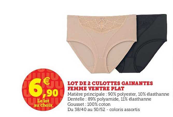 lot de 2 culottes gainantes femme ventre plat