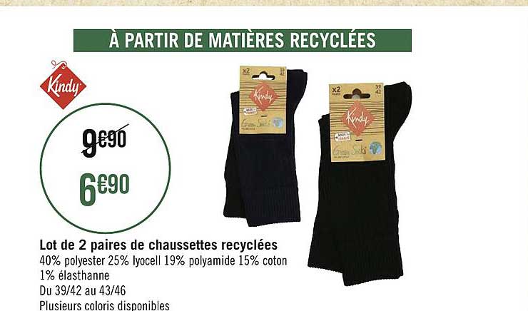 Lot De 2 Paires De Chaussettes Recyclées Kindy