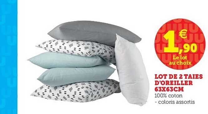 lot de 2 taies d'oreiller 63x63cm