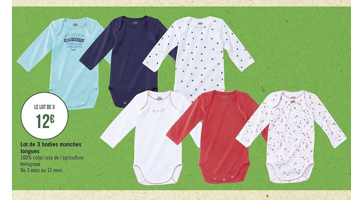 lot de 3 bodies manches longues