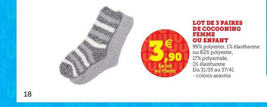 lot de 3 paires de cocooning femme ou enfant