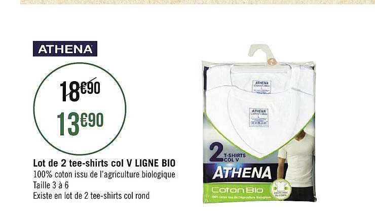 lot de tee shirts col v ligne bio athena