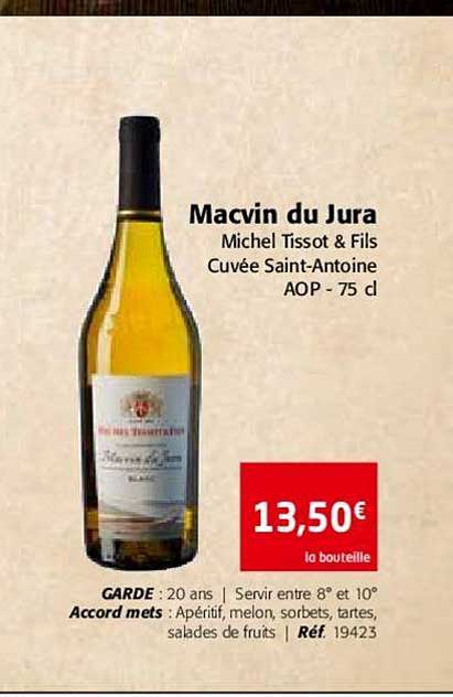 macvin du jura michel tissot & fils cuvée saint antoine aop