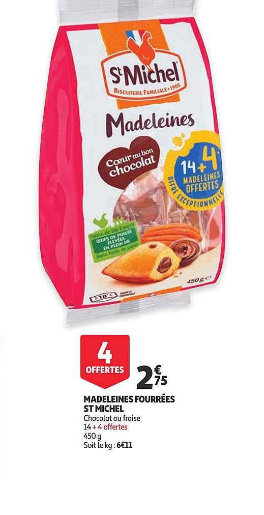madeleines fourrées st michel 4 offertes
