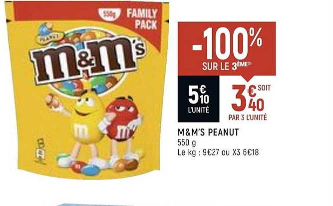 m&m's peanut -100 sur le 3ème