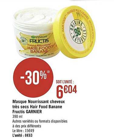 masque nourrissant cheveux très sec hair food banane fructis garnier
