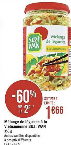 mélange de légumes à la vietnamienne suzi wan -60% sur le 2e