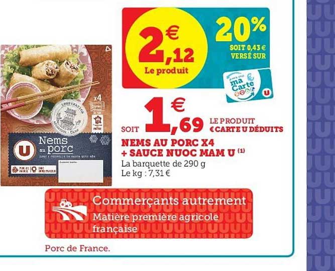 nems au porc x4 + sauce nuoc mam u