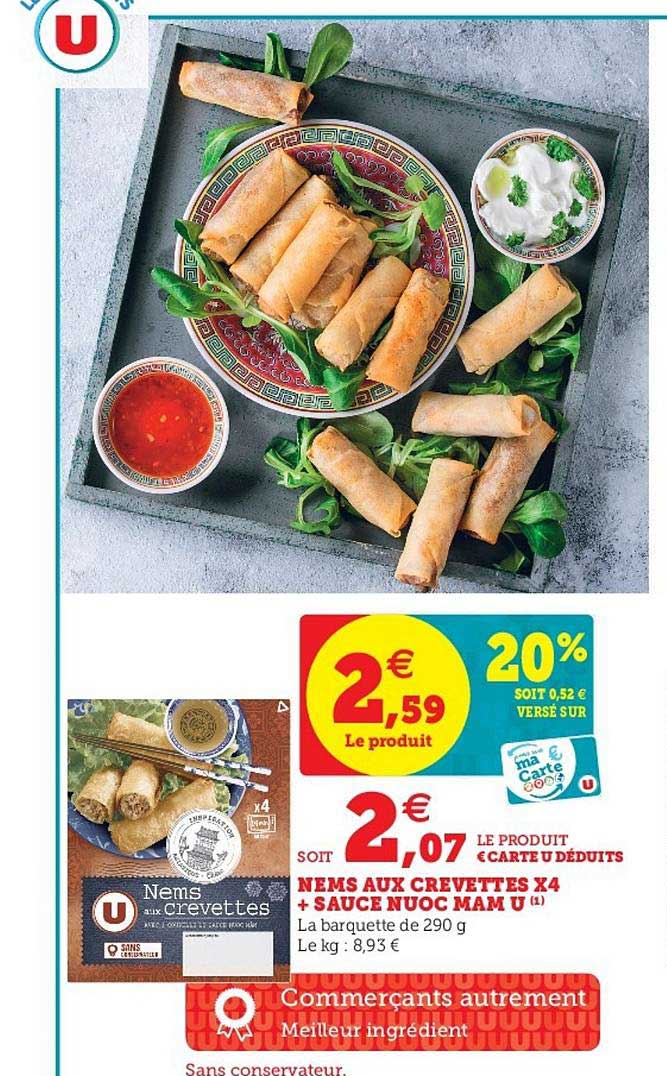 Nems Aux Crevette X4 + Sauce Nuoc Nam U