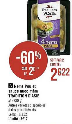 nems poulet sauce nuoc mâm tradition d'asie -60% sur le 2e