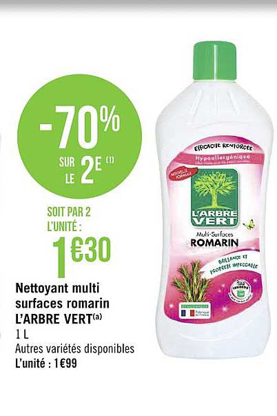 nettoyant multi surfaces romarin l'arbre vert -70% sur le 2e