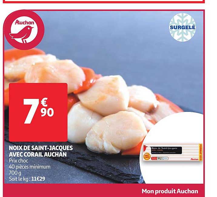 noix de saint jacques avec corail auchan