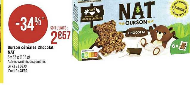 ourson céréales chocolat nat