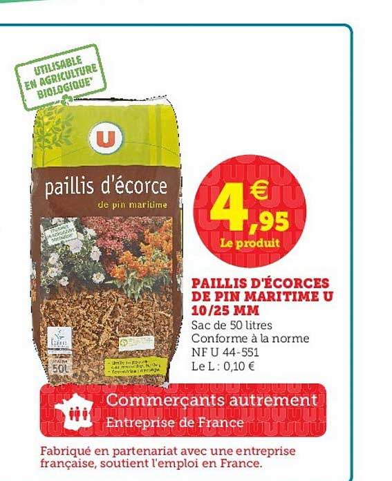 paillis d'écorces de pin maritime u 10 25 mm