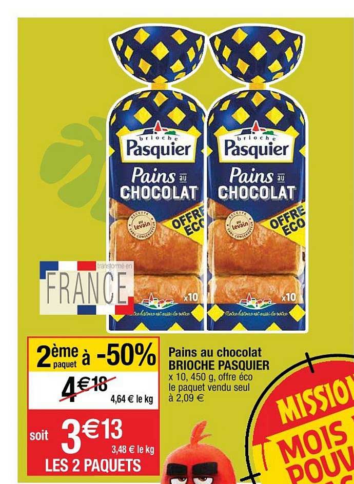 Pains Au Chocolat Brioche Pasquier 2ème Paquet à -50%