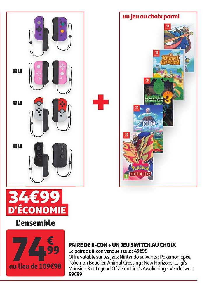 paire de ii con + un jeu switch au choix