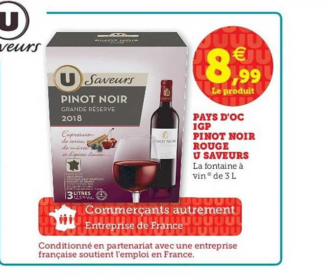 pays d'oc igp pinot noir rouge u saveurs