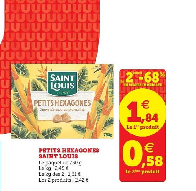 petit hexagones saint louis le 2ème -68% en remise immédiate