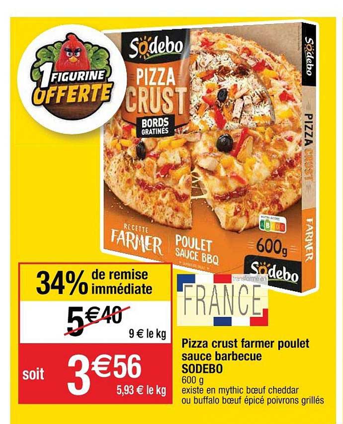pizza crust farmer poulet sauce barbecue sodebo 34% remise immédiate