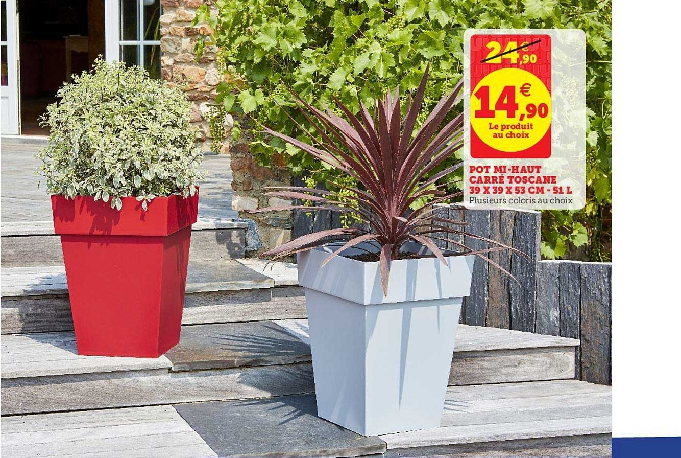 pot mi haut carré toscane 39 x 39 x 53 cm 51l