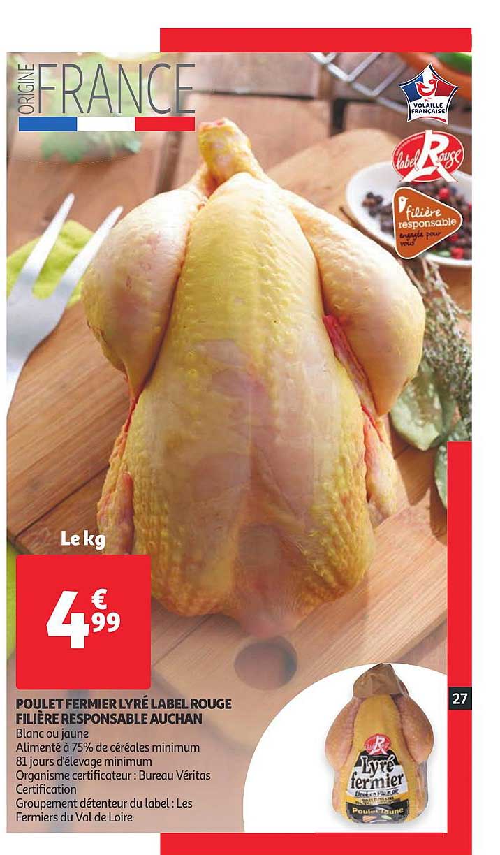 poulet fermier lyré label rouge filière responsable auchan