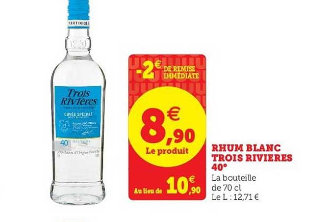 rhum blanc trois rivières 40°
