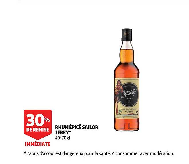 rhum épicé sailor jerry 30% de remise immédiate