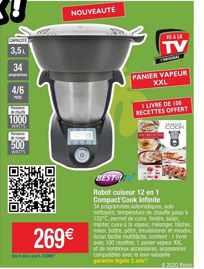 robot cuiseur 12 en 1 compact'cook infinite best of tv