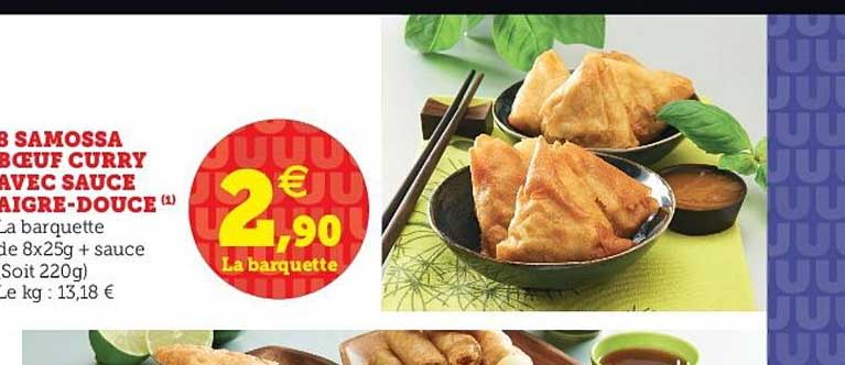 samossa bœuf curry avec sauce aigre douce