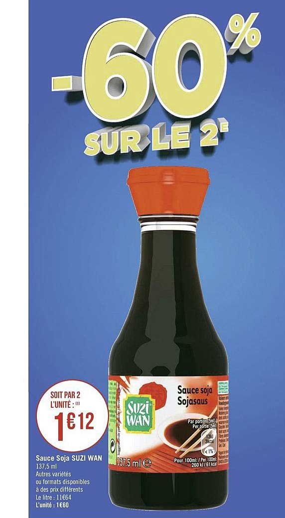 sauce soja suzi wan -60% sur le 2e