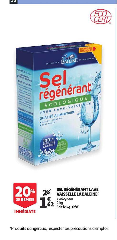 sel régénérant lave vaisselle la baleine 20% de remise immédiate