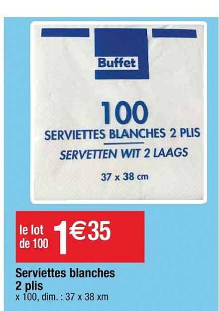 serviettes blanches 2 plis buffet
