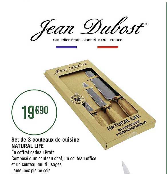 Set De 3 Couteaux De Cuisine Natural Life Jean Dubost
