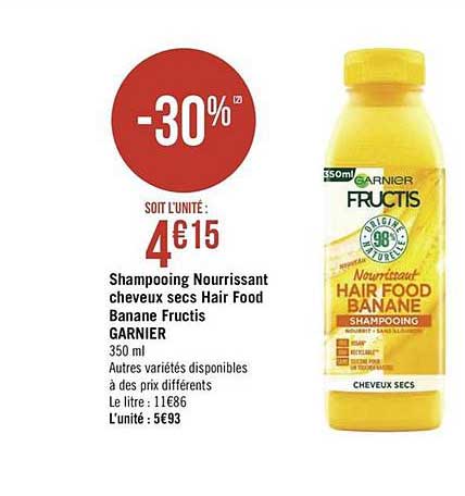 shampooing nourrissant cheveux très sec hair food banane fructis garnier