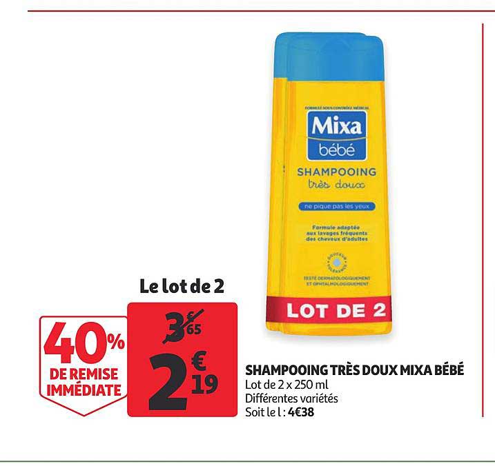 shampooing très doux mixa bébé 40% de remise immédiate