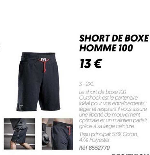 short de boxe homme 100